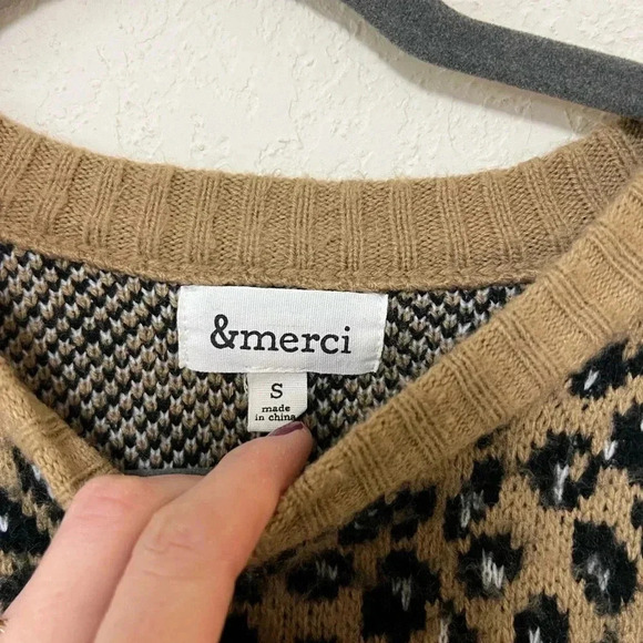 &Merci 100% Mohair Crew Neck Animal Print Sweater Size small - Picture 6 of 8